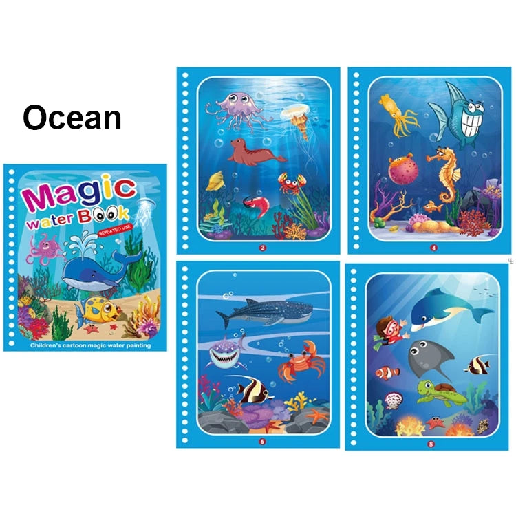 Reusable Magic Water Coloring Book Drawing Book for Kids Toddler Painting Book Montessori Educational Learning Toys