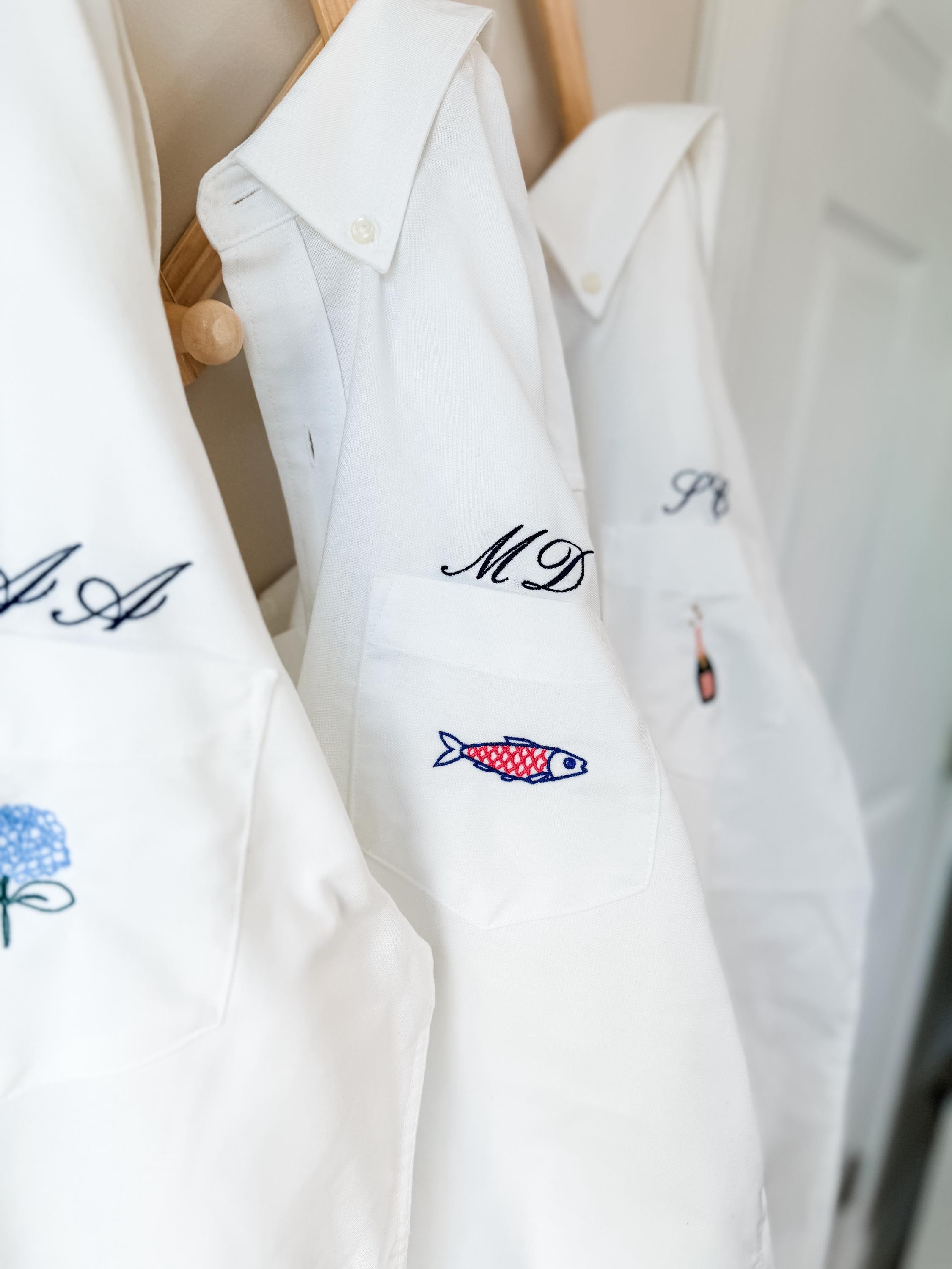 Icon Button Up Shirt With Personalized Pocket Detail, Shirts for Bridal Party, Mini Monogram Coastal Oxford